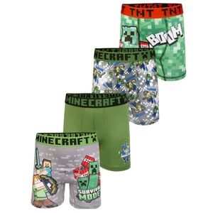 NWT Minecraft Boy's 4-Pack Licensed Athletic Boxer Briefs Size 4 Small
